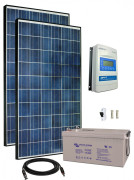 Fotovoltaický ostrovný systém 750 Wp 24V DC/230 s AC výstupom - 2x 375 Wp 220Ah bez konštrukcie