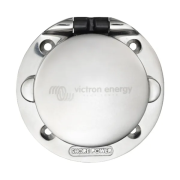 Power Inlet stainless with cover 16A/250Vac (2p/3w)