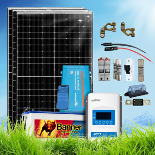 1140 Wp | Fotovoltaický ostrovný systém 24V 230Ah s batériou Banner a meničom napätia na 230V bez konštrukcie