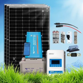 1140 Wp | Fotovoltaický ostrovní systém 24V 220Ah s bateriemi Victron a měničem napětí na 230V bez konstrukce