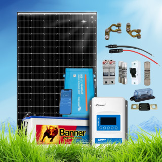 380 Wp | Fotovoltaický ostrovní systém 12V 230Ah s baterií Energy Bull a měničem napětí na 230V bez konstrukce