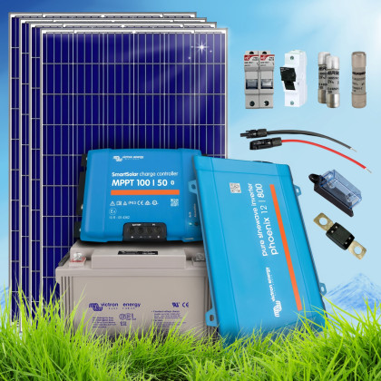 1140 Wp | Fotovoltaický ostrovný systém 24V 220Ah s batériou Victron s meničom napätia na 230V bez konštrukcie