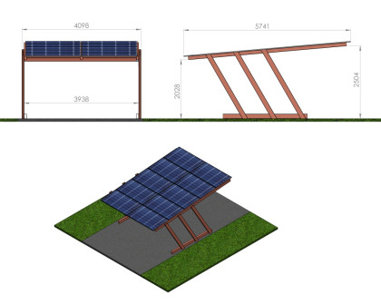 Carport RC2- SINGLE | Prístrešok pre 1 parkujúce vozidlo s dobíjaním solárnou energiou