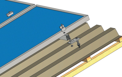 Nosná konstrukce pro 7 panelů na šikmou střechu z lepenky nebo plechu