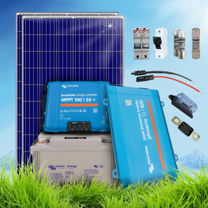 570 Wp | Fotovoltaický ostrovní systém 12V 220Ah s baterií Victron s měničem napětí na 230V bez konstrukce
