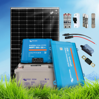 380 Wp | Fotovoltaický ostrovní systém 12V 220Ah s baterií Victron s měničem napětí na 230V bez konstrukce