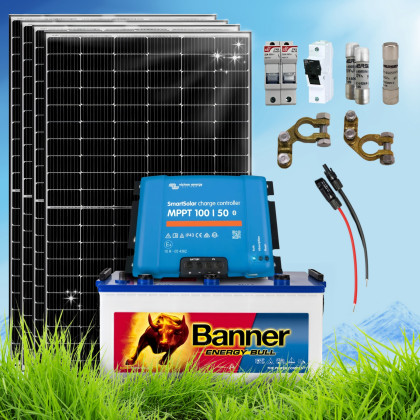 1520 Wp | Fotovoltaický ostrovný systém 24V s batériami Banner 230Ah bez konštrukcie
