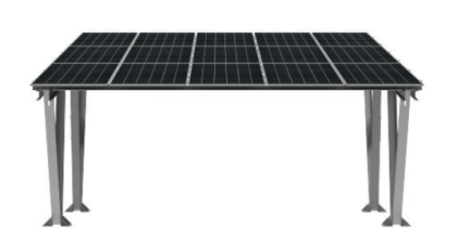 Dvojitý carport s konstrukcí MAGNELIS v barvě RAL 9005 pro instalaci solárních modulů o rozměrech: 2278x1134 - bez solárních modulů a jejich upevňovacích svorek či imbusových šroubů