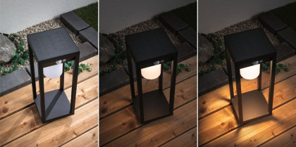 Solární LED světelný objekt solární Marisol pohybové čidlo IP44 3000K černá