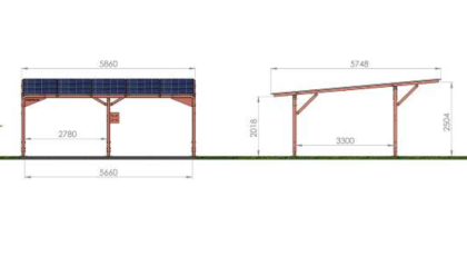 Carport RC1- DOUBLE | Prístrešok pre 2 parkujúce vozidlá s dobíjaním solárnou energiou