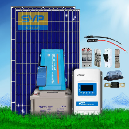 570 Wp | Fotovoltaický ostrovný systém 12V 220Ah s batériou Victron s meničom napätia na 230V bez konštrukcie