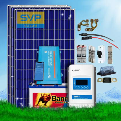 855 Wp | Fotovoltaický ostrovný systém 24V 230Ah s batériou Energy Bull a meničom napätia na 230V bez konštrukcie