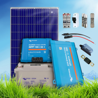 285 Wp | Fotovoltaický ostrovní systém 12V 220Ah s baterií Victron s měničem napětí na 230V bez konstrukce