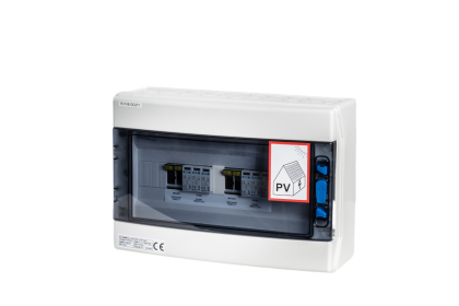 Rozváděč R-FVE-DC2 IKA – DC 2 string rozváděč pro fotovoltaiku, třída ochrany I+II, IP65