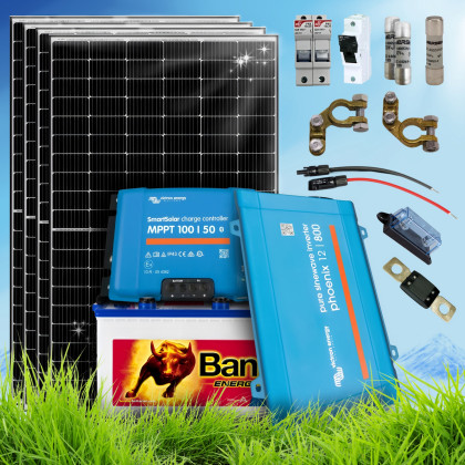1520 Wp | Fotovoltaický ostrovní systém 24V 230Ah s baterií Energy Bull a měničem napětí na 230V bez konstrukce