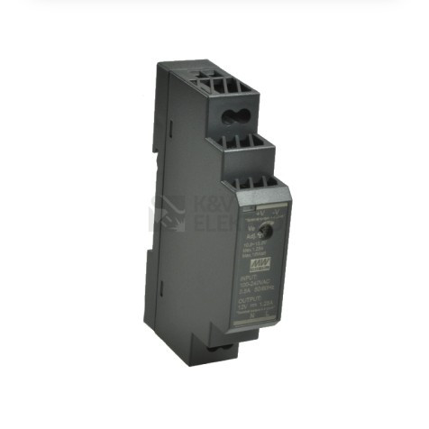 Napájecí zdroj 12V / 15W na DIN lištu MEAN WELL HDR-15-12 pro PLC vysílače a RSS systémy