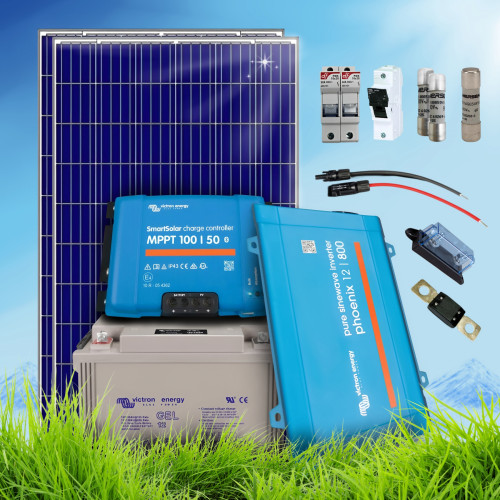 855 Wp | Fotovoltaický ostrovní systém 24V 220Ah s baterií Victron s měničem napětí na 230V bez konstrukce