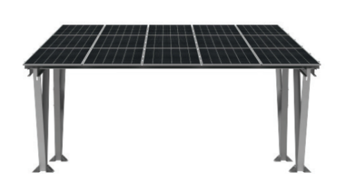 Dvojitý carport s konstrukcí MAGNELIS v barvě RAL 9005 pro instalaci solárních modulů o rozměrech: 2278x1134 - bez solárních modulů a jejich upevňovacích svorek či imbusových šroubů