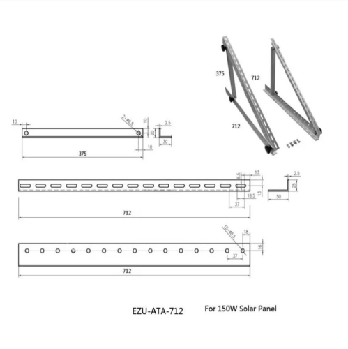 Konstrukce rovná střecha/fasáda univerzální nastavitelná 1040 mm