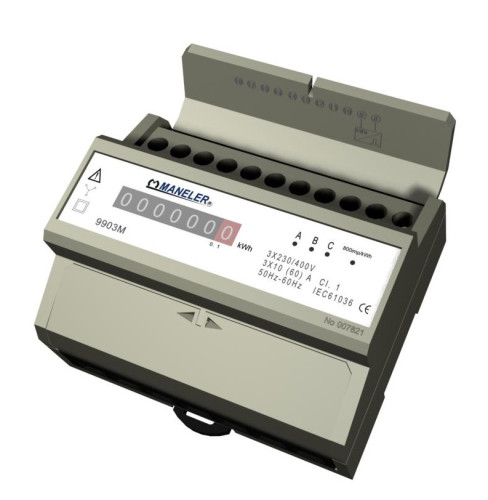 Trojfázový elektromer MANELER 9905M, priame meranie 10-100A, neoverený