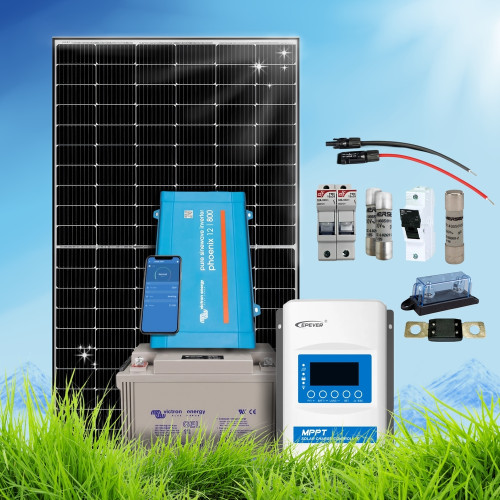 380 Wp | Fotovoltaický ostrovný systém 12V 220Ah s batériou Victron s meničom napätia na 230V bez konštrukcie