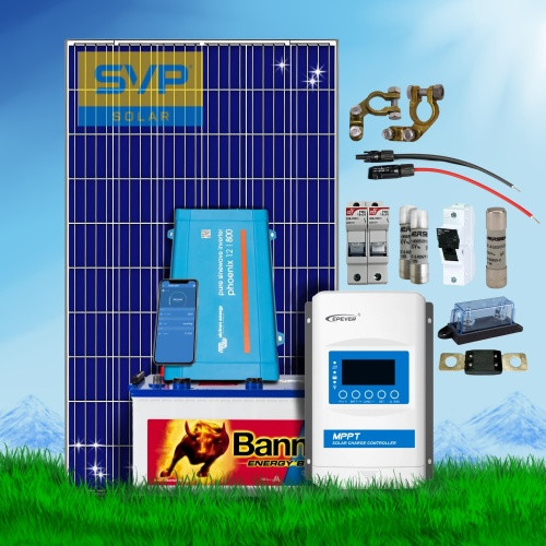 285 Wp | Fotovoltaický ostrovný systém 12V 230Ah s batériou Energy Bull a meničom napätia na 230V bez konštrukcie